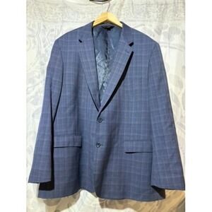 Baroni Couture SUPER 150s Navy Plaid Reda Wool Sport Coat Suit Blazer Jacket 52R